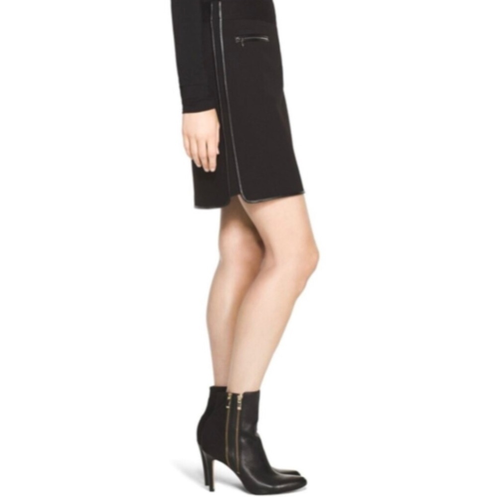 White House Black Market Black Ponte Mini Skirt Size 12P - Picture 3 of 8